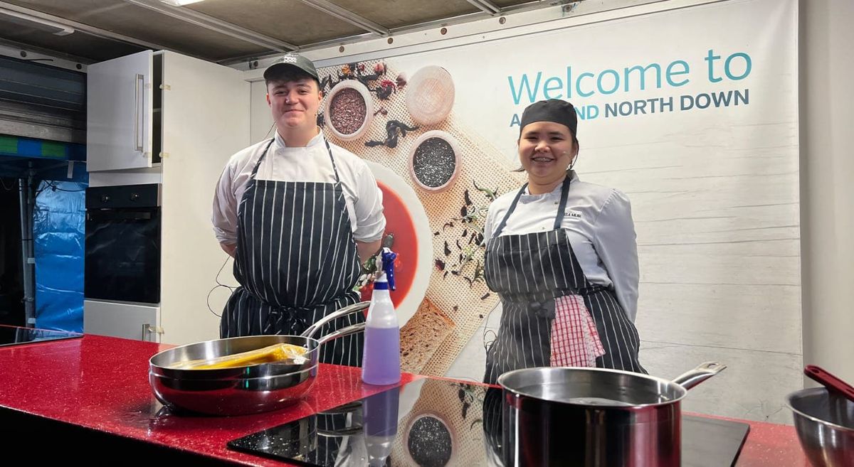 Rory Watson and Maisa Muir, both from Bangor, gave a live demonstration of some of the dishes during the evening